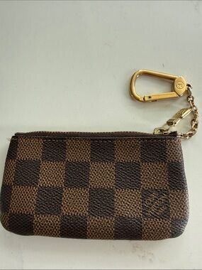 Louis Vuitton Brown Damier Ebene Key Pouch with Gold Hardware